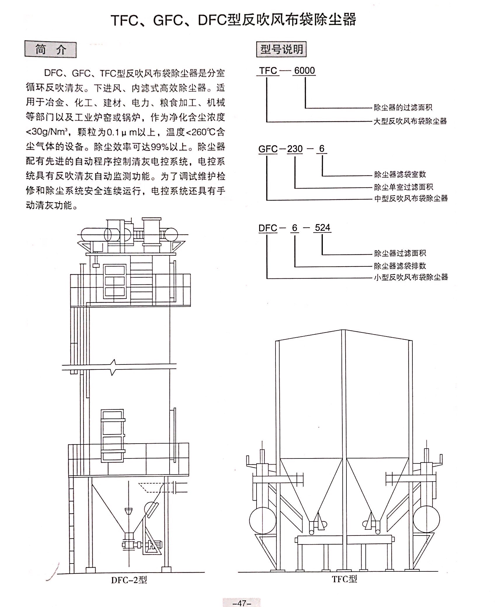 TFC、GFC、DFC型反吹風布袋除塵器結構圖